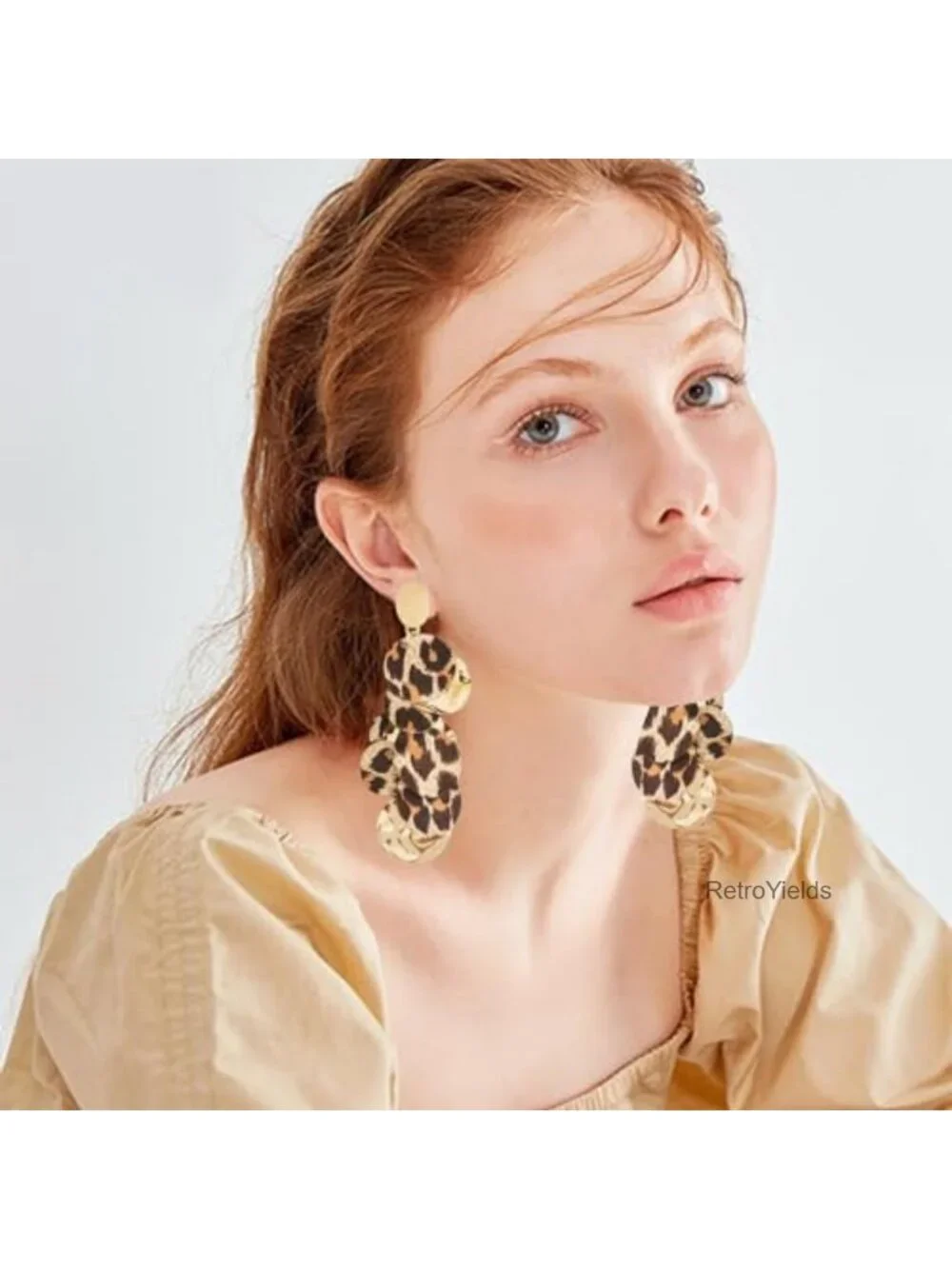 Handmade Bohemian Leopard Acrylic Dangle Drop Earrings Statement Vintage Long